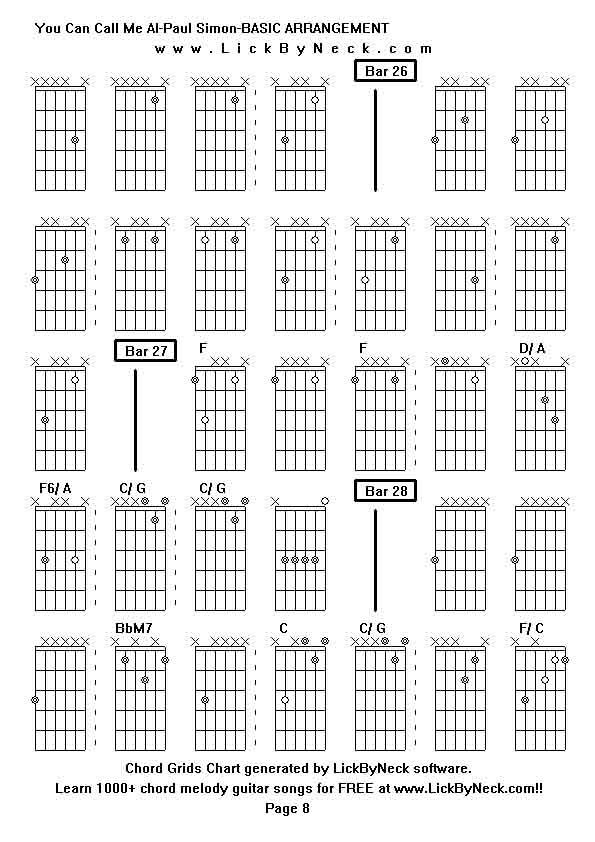 Chord Grids Chart of chord melody fingerstyle guitar song-You Can Call Me Al-Paul Simon-BASIC ARRANGEMENT,generated by LickByNeck software.